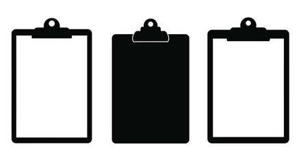 Three clipboards displayed in a row one black and two white