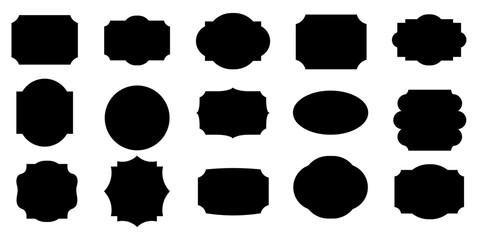 Label Frame Silhouette Set – Badge, Tag, Sticker, and Emblem Vector Collection
