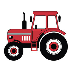 Red Tractor Clipart Illustration, Farming Vehicle Vector Design for Agriculture, Countryside, Farm Equipment, Harvest, Machinery, Rural Life, Transport, Farm Work, Cartoon Style, Editable Graphic