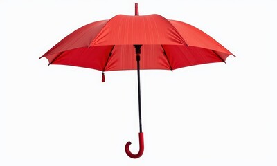 Classic elegant red umbrella opened, isolated on white background. Perfect for fashion, vintage, or rainy day themes, white background, design element, red umbrella