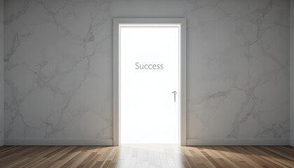 Open door to success: A bright, inviting doorway symbolizes opportunity, achievement, and new beginnings in your business or personal life journey