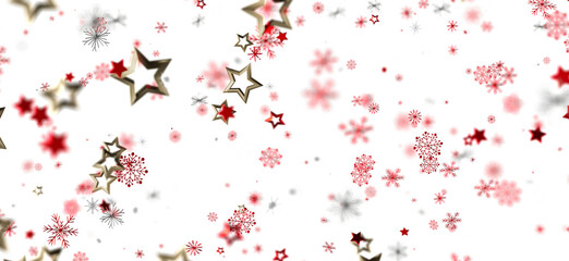 Festive winter background with red and gold stars and snowflakes. Perfect for Christmas, New Year, and holiday designs.