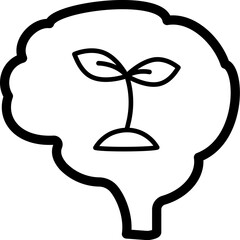 Brain with sprout – creativity and mental growth