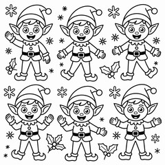 Christmas, coloring, Santa, penguin, bear, winter, festive, cartoon, cute, holiday, printable, kids, art, black, white, lineart, animal, snow, December, Northpole, gift, merry, joy, scarf, hat, charac