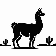 llama, silhouette, vector, animal, graphic, design, illustration, icon, profile, alpaca, black, minimal, shadow, wool, wildlife, simple, standing, outline, nature, mammal, creature, farm, pet, cute, m