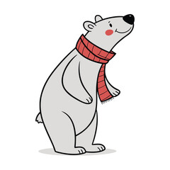 Cartoon Style Polar Bear Standing Upright, Cute Arctic Animal Illustration