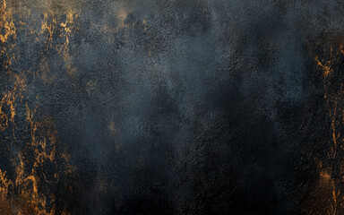 Abstract dark monochrome background for design. Copy space. Black and golden marble texture