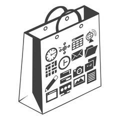Digital services shopping bag illustration