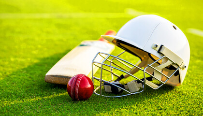 Professional Cricket Gear on Sports Ground