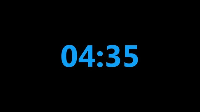 A digital 5-minute countdown timer with bold numbers, ideal for events, meetings, presentations, workouts, or time management.