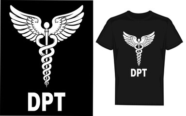 Doctor of physical therapy dpt caduceus symbol silhouette for healthcare branding and medical advertisements