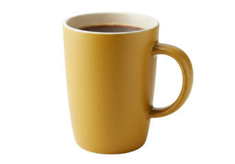 Isolated cup of black coffee in a mustard yellow ceramic mug, coffee break and relaxation
