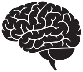 brain icon,black human brain icon, anatomy neuro head icon isolate white brackground