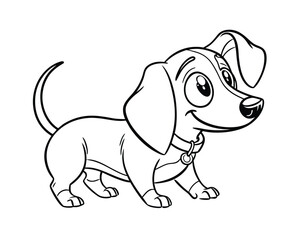 Adorable Cartoon Dachshund Puppy Illustration with Big Eyes and a Playful Expression for Childrens Books
