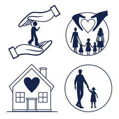 Family protection and safety illustrations