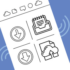 File download upload cloud storage icons