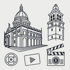 Film industry outline illustrations