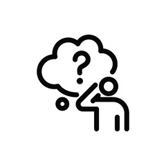 thinking businessman and his question mark on buble chat outline icon vector design good for web or mobile app