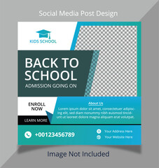 Obraz premium Back to School social media post design, Admission school Editable Post Design, Clean School Admission Facebook Post Banner Design