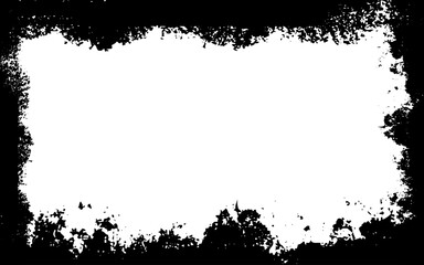 Grunge border vector texture background. Abstract frame overlay. Dirty and damaged backdrop. Vector graphic illustration with transparent white. 