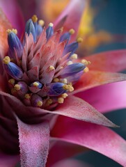 Close-up of an exotic flower showcasing vibrant colors and textures.