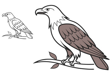 Elephant and Person under Large Tree Vector - Duotone Savanna Graphic