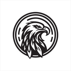 Bold Eagle Head Emblem in Circular Frame Powerful and Striking Design.