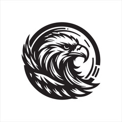 Fototapeta premium Bold Eagle Head in Circular Frame Powerful Symbol of Strength and Freedom.