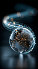 Digital globe with glowing connections represents global communication and internet expansion, highlighting space economy and geopolitics. image conveys futuristic and interconnected world