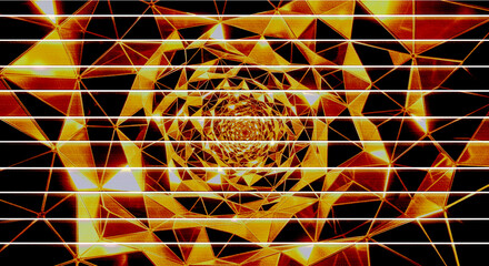 Abstract psychedelic geometric pattern with bright colors and light effects creates a mesmerizing visual experience