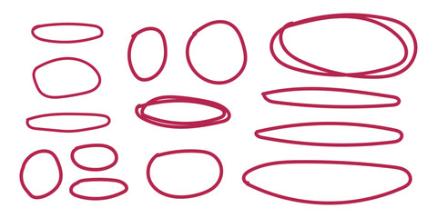 Hand-Drawn Shapes in Red, Emphasizing Circles, Ovals, and Lines A Study in Design Elements, 05.ai Style
