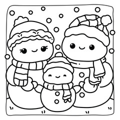 Cute Bold and Easy Christmas Coloring Pages, Cute Christmas Bold and Easy Coloring Pages, Line Art, Vectors Illustration, Black and White, 8.5x8.5