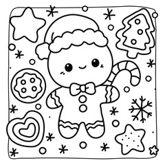 Cute Bold and Easy Christmas Coloring Pages, Cute Christmas Bold and Easy Coloring Pages, Line Art, Vectors Illustration, Black and White, 8.5x8.5" inches Design, Christmas Coloring Pages, vector art
