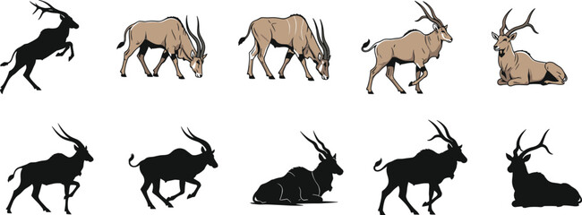 vector silhouettes of deer