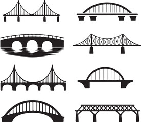 Obraz premium Bridge Silhouette Collection Span Structure Engineering Construction