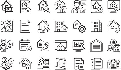 Real Estate Icons Set Property House Sale and More