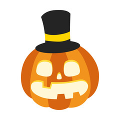 Cartoon Jack O Lantern with Top Hat Vector Illustration
