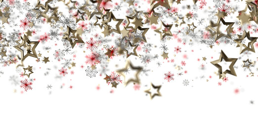 Abstract background of golden stars and snowflakes for holiday concepts. Perfect for Christmas designs and winter celebrations. A beautiful and