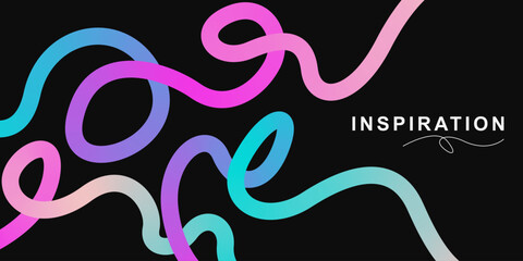 Abstract colorful gradient wavy line banner on dark background. Suitable for poster, flyer and brochure. Vector
