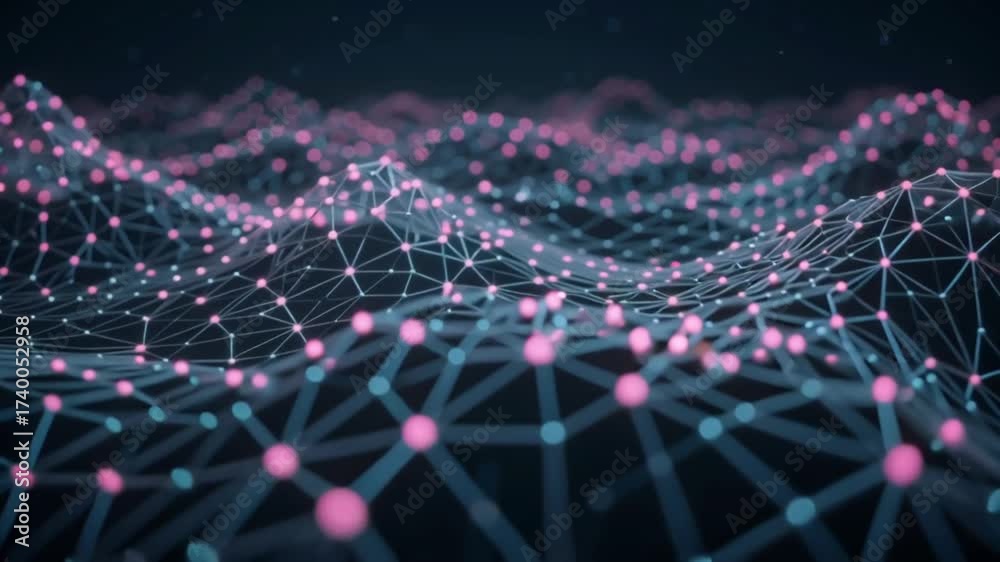 Wall mural abstract network of connected dots and lines, creating a futuristic and technological aesthetic.