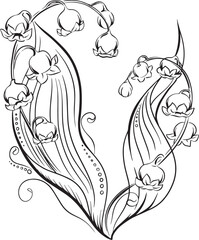 Black and white illustration of flowers and graphics