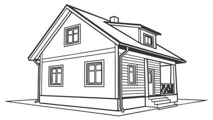 Line drawing isometric home illustration