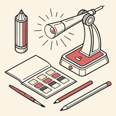 Makeup and drawing tools illustration