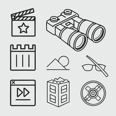 Media and film flat design icons