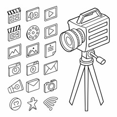 Media communication icons collection