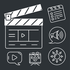 Media production icons dark background