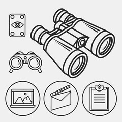 Media production icons line drawing