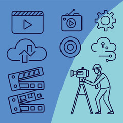 Media production icons flat design