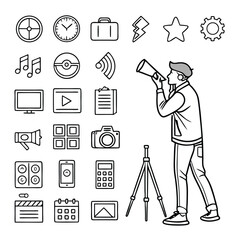 Media production line art illustration