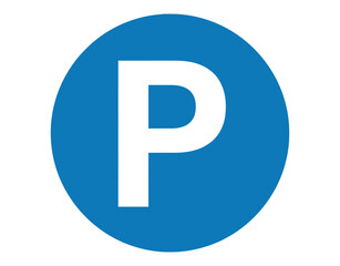 Vector art of blue parking sign, indicating the designated area for vehicles
